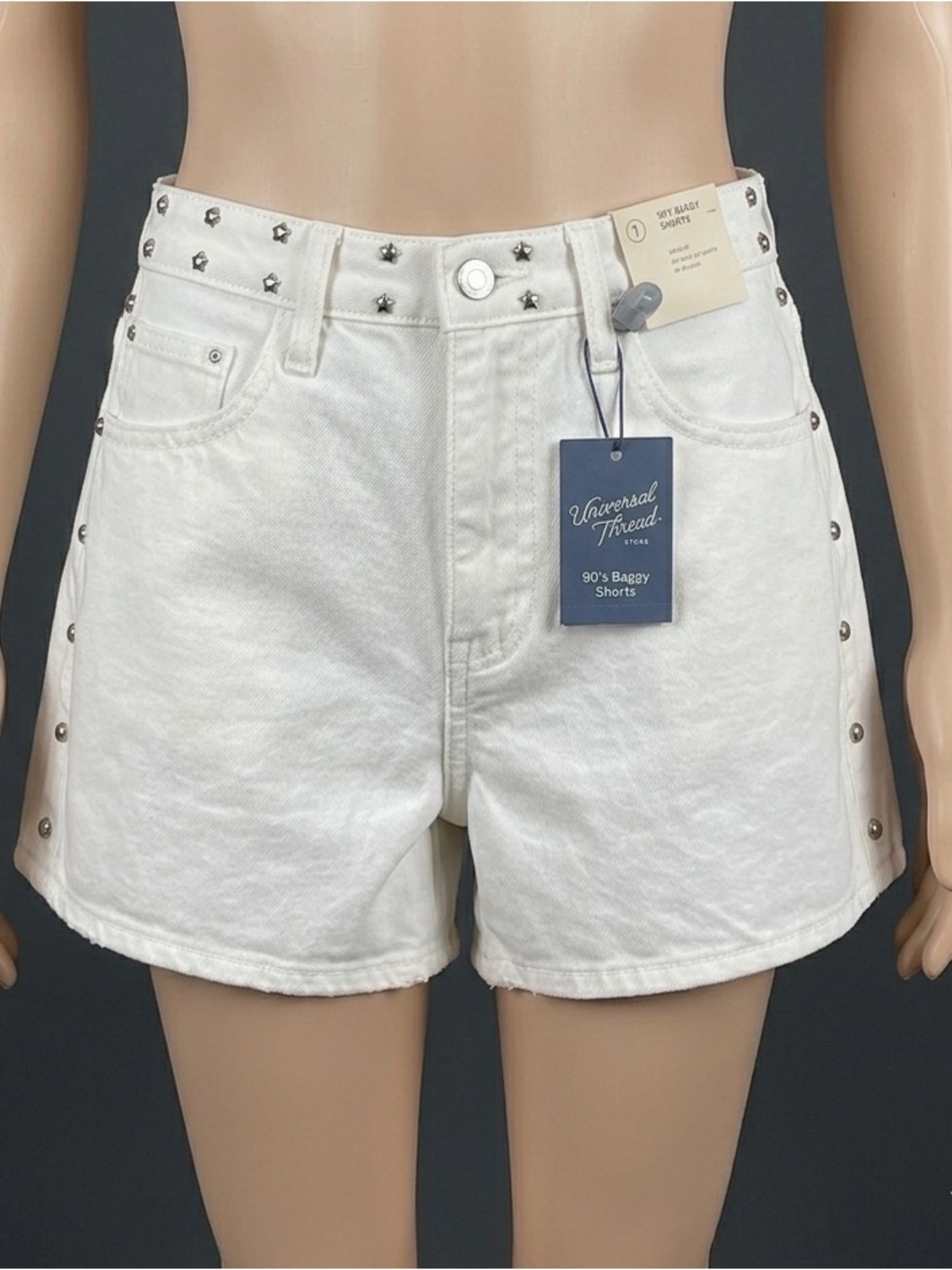 Banana Republic White Studded Denim Shorts